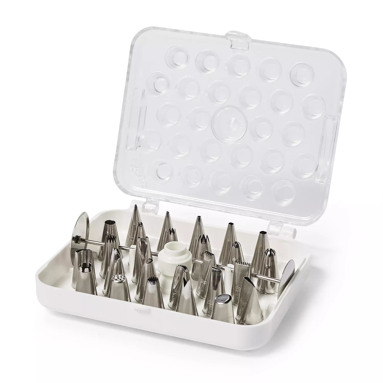 Ateco 4-Piece Stainless Steel Rose Piping Tip Set: Standard Coupler + 101 Tube + 102 Tube + 104 Tube