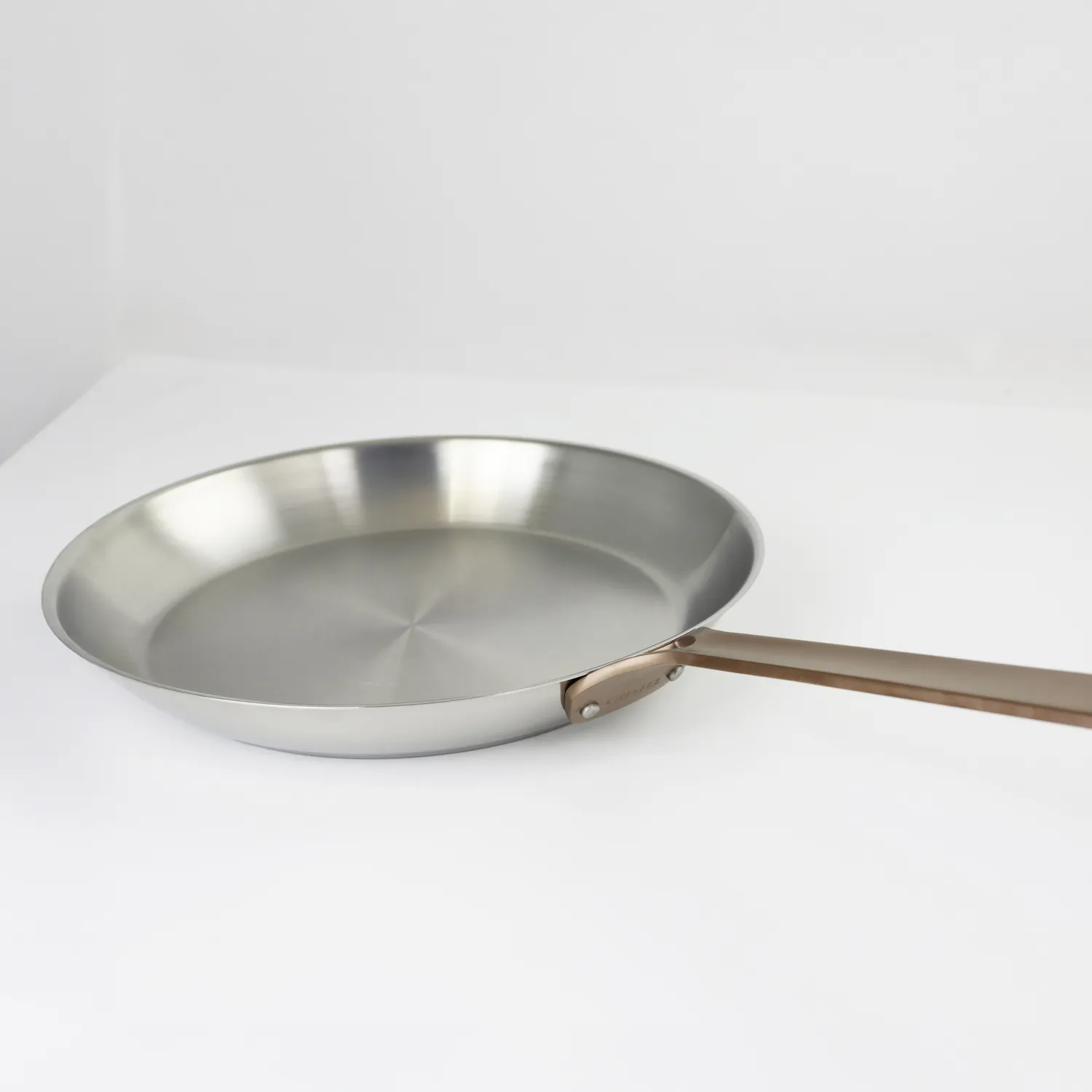 Cristel 1826 Stainless Steel Skillet with Antique Brass Handle