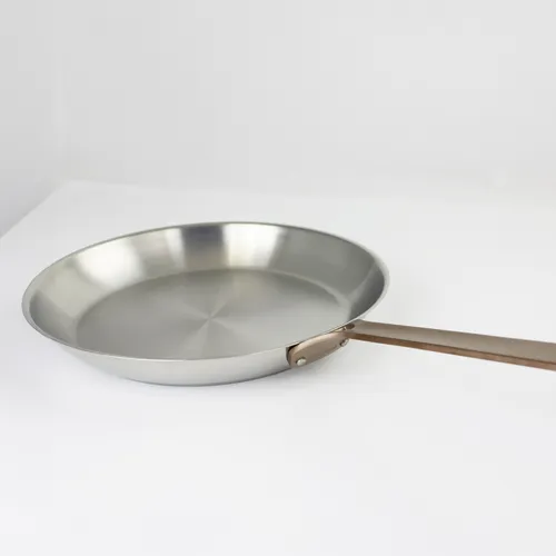 Cristel 1826 Stainless Steel Skillet with Antique Brass Handle