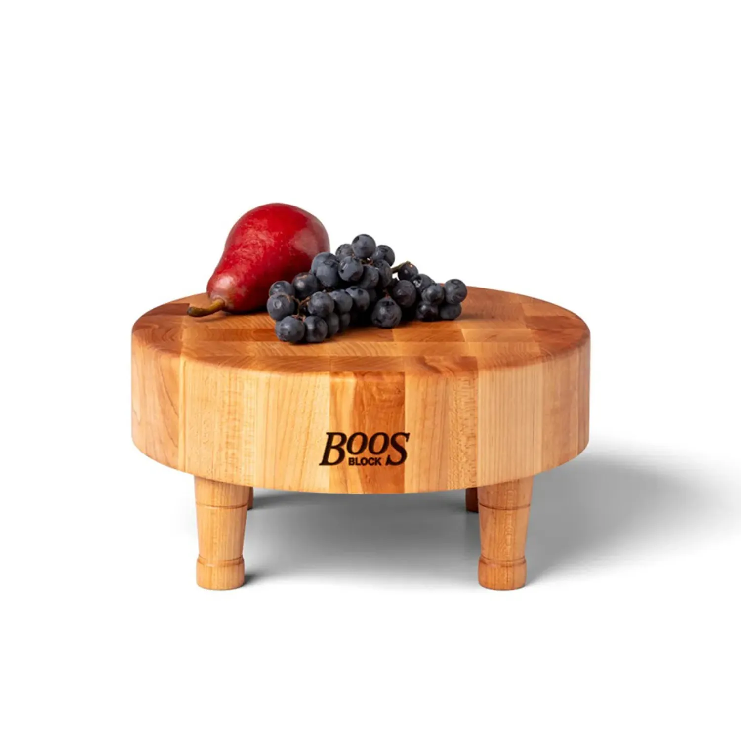 John Boos Maple End-Grain Round Chopping Block w/ Feet, 12" x 6"