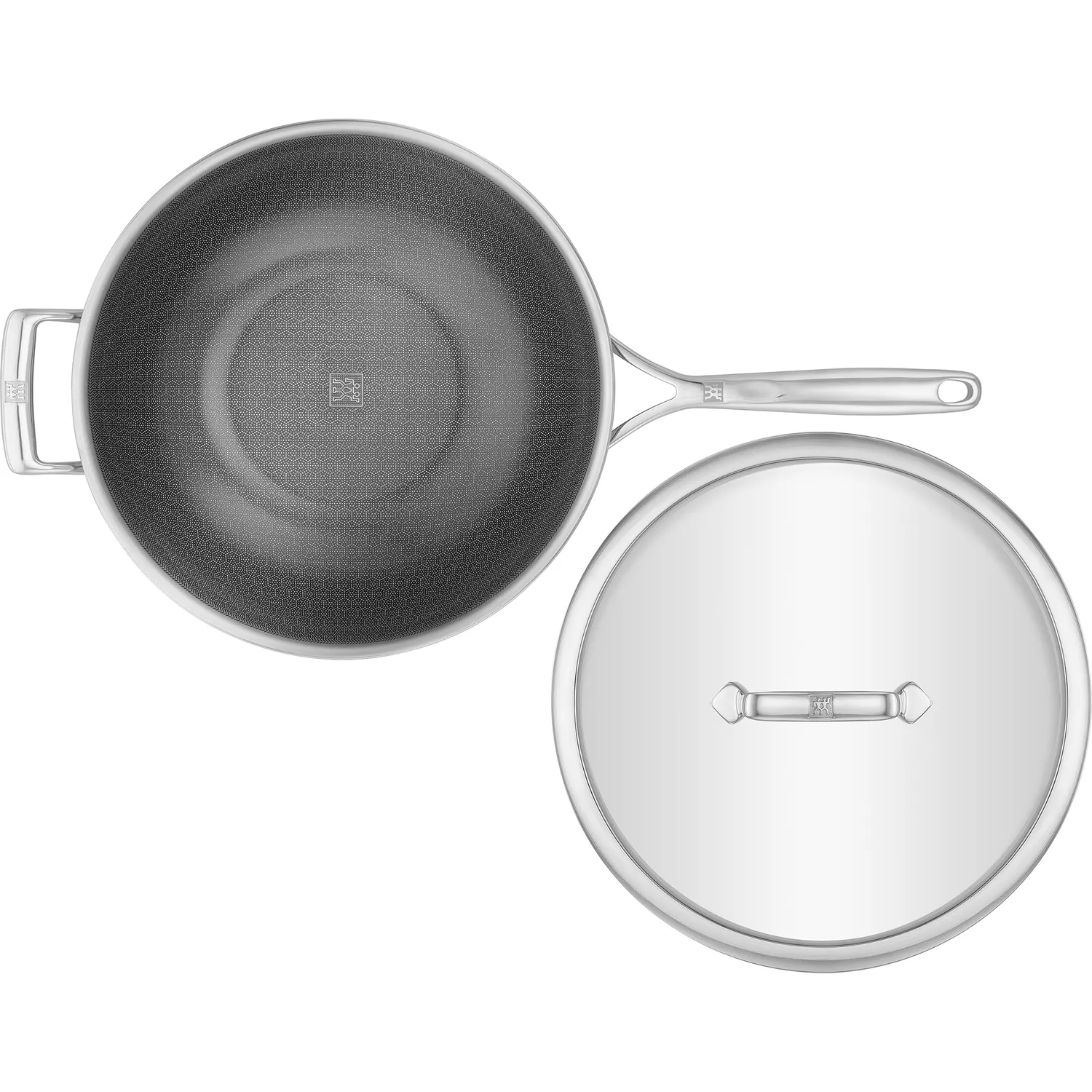 Zwilling Peak Stainless Steel Ceramic Nonstick Hybrid Wok with Lid, 12"