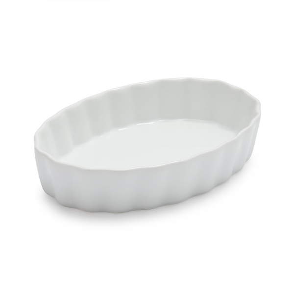 Qty 3 Porcelain Cookware Small Oval White Desert/Side Dish 