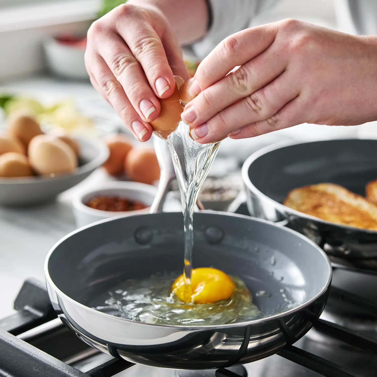 GreenPan Stainless Steel Valencia Pro Ceramic Nonstick 2-Piece Skillet Set, 8" & 10"