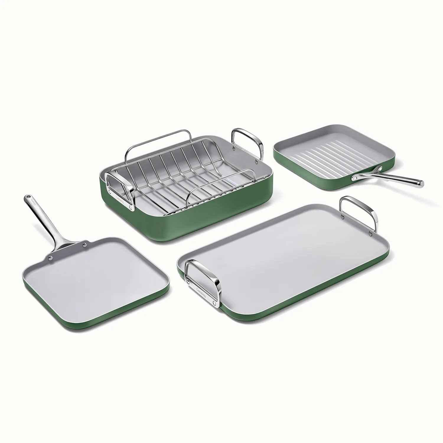 Caraway Ceramic Nonstick Squareware 5-Piece Cookware Set with Bonus Storage