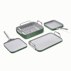 Caraway Ceramic Nonstick Squareware 5-Piece Cookware Set with Bonus Storage I love everything about my cookware and square ware sets
