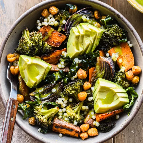 Veggie Pearl Couscous with Chive Vinaigrette