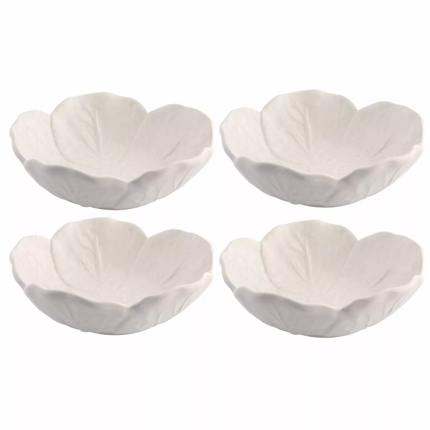 Bordallo Pinheiro Cabbage Beige Bowls, Set of 4