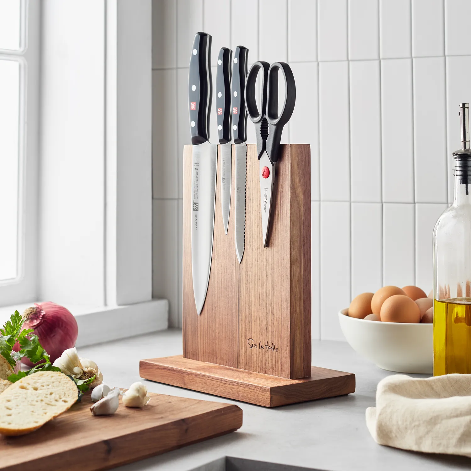 Sur La Table Walnut Magnetic Knife Block