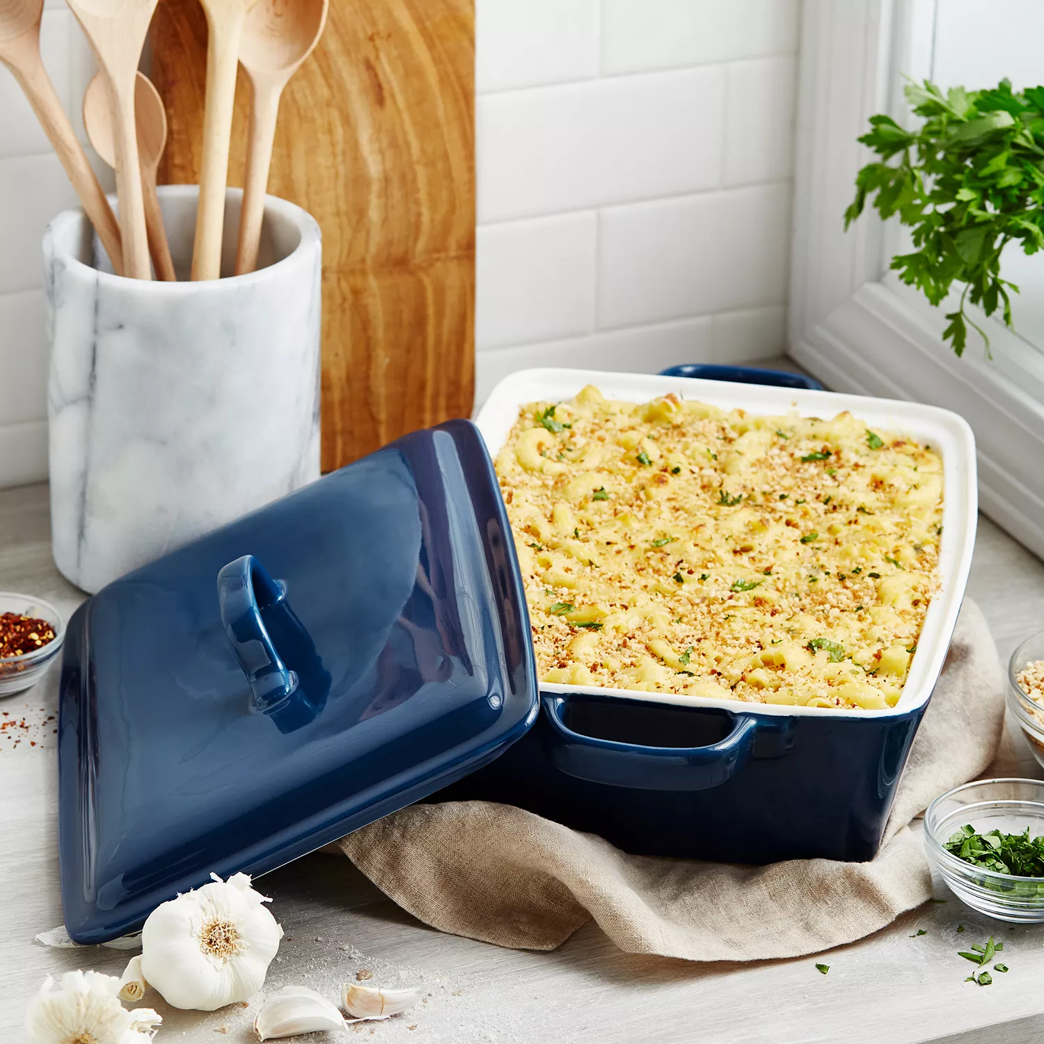 Sur La Table Rectangular Stoneware Casserole with Lid, 4 qt.