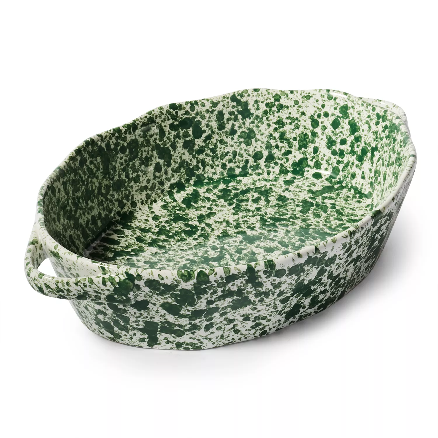 Sur La Table Green Splatter Oval Baker