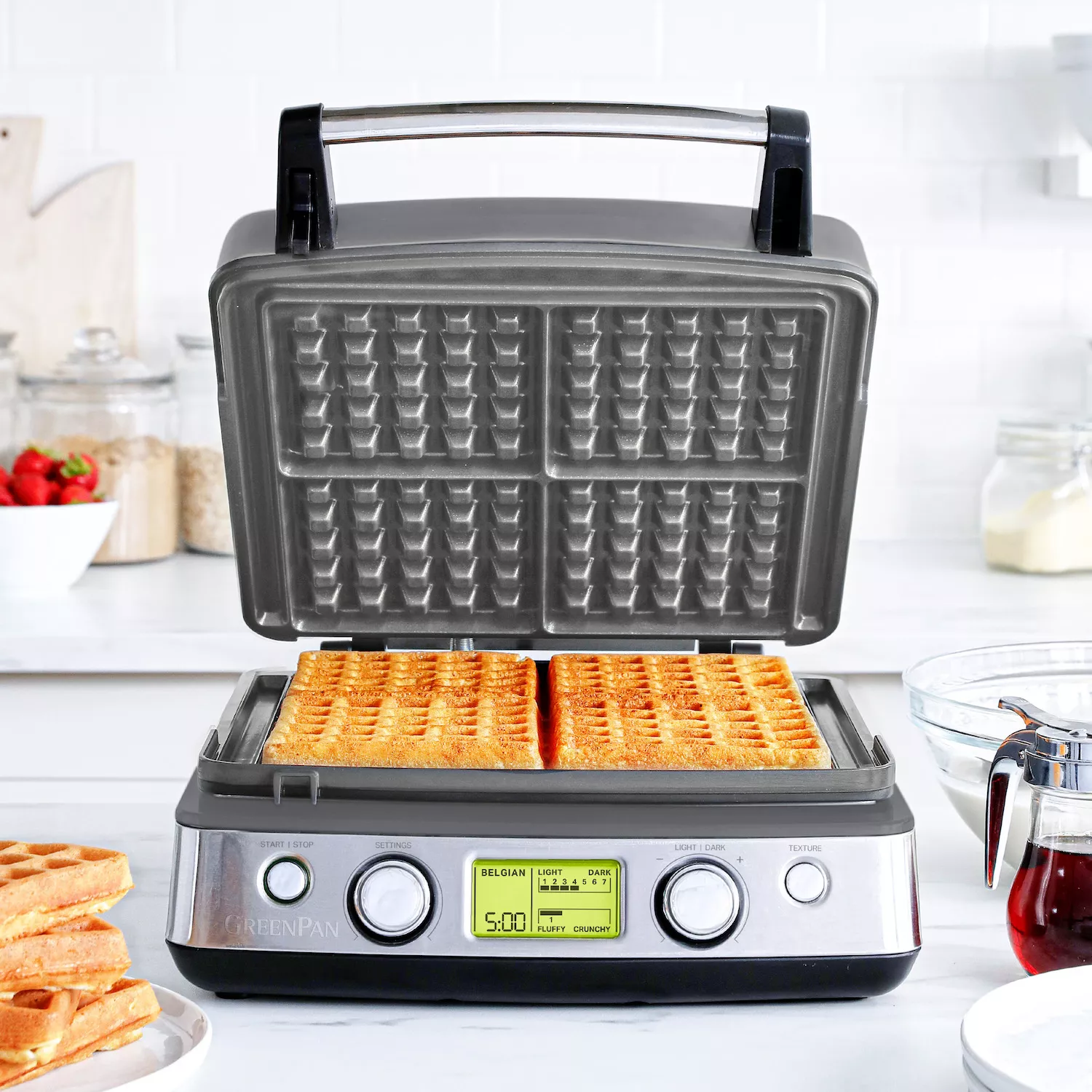 GreenPan Elite Ceramic Nonstick 4-Square Waffle Maker