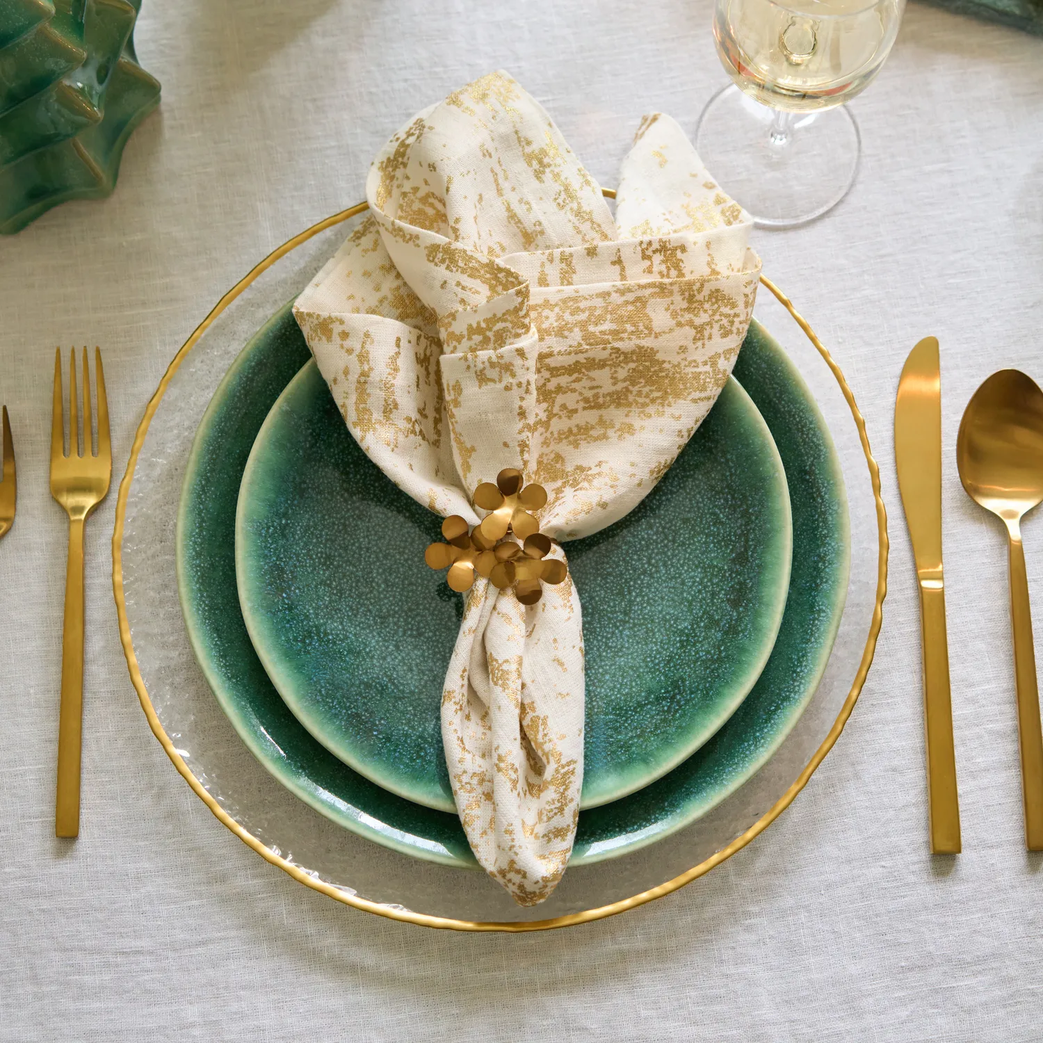 Sur La Table Gold Rim Glass Charger