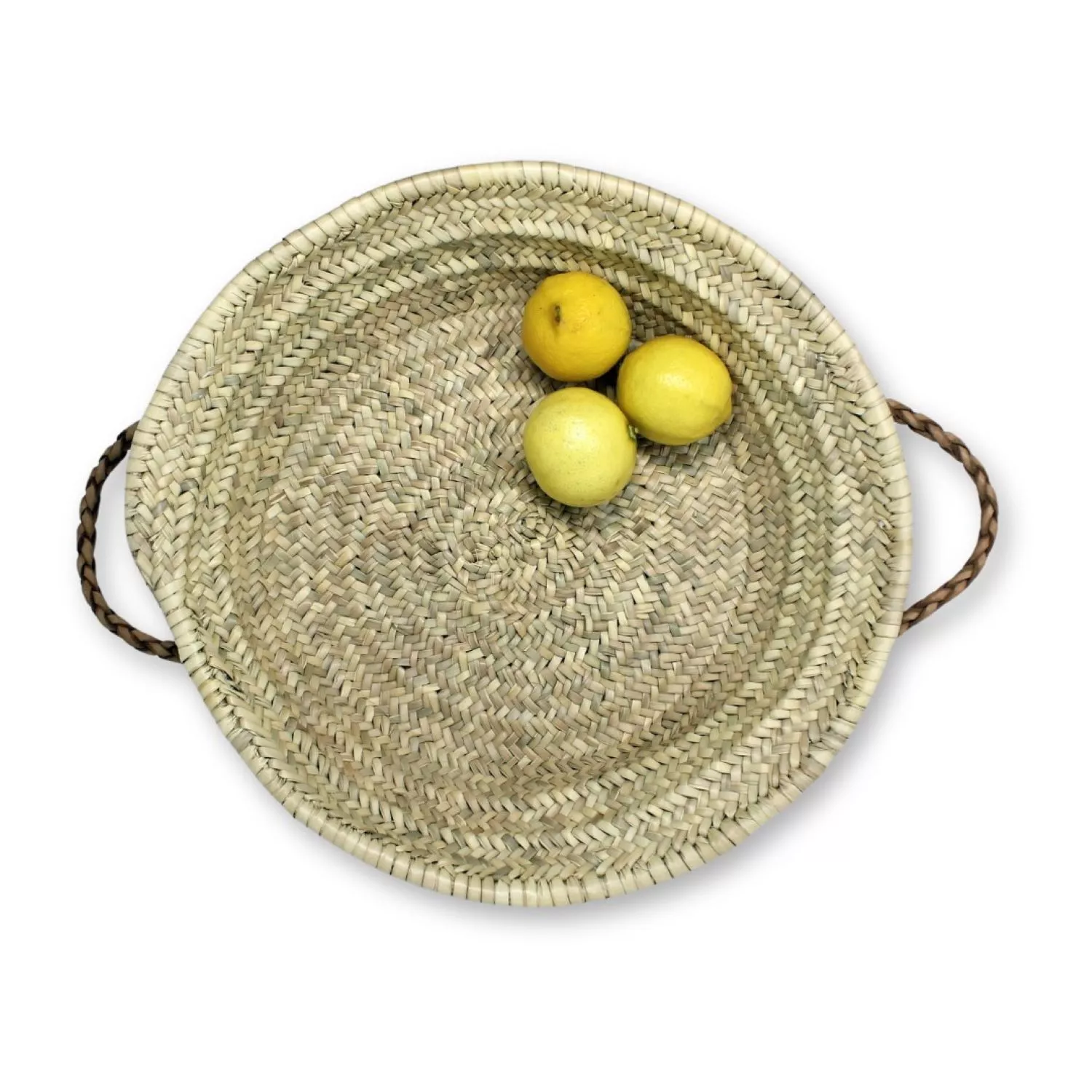 Alcantara-Frederic Handwoven Palm Tray with Leather Handles