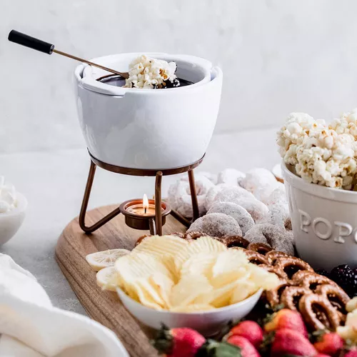 Chocolate Fondue with Popcorn Balls
