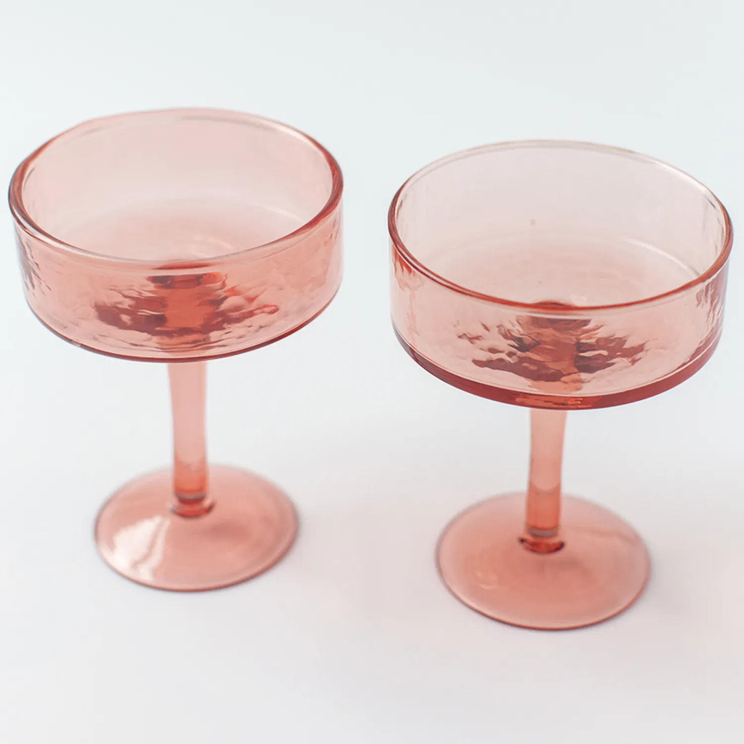 Powered by People Handblown Hammered Coupe Cocktail Glasses, Set of 4