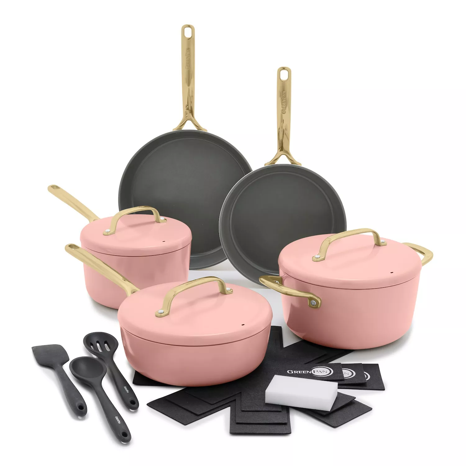 GreenPan GP5 11-Piece Cookware Set with Champagne Handles