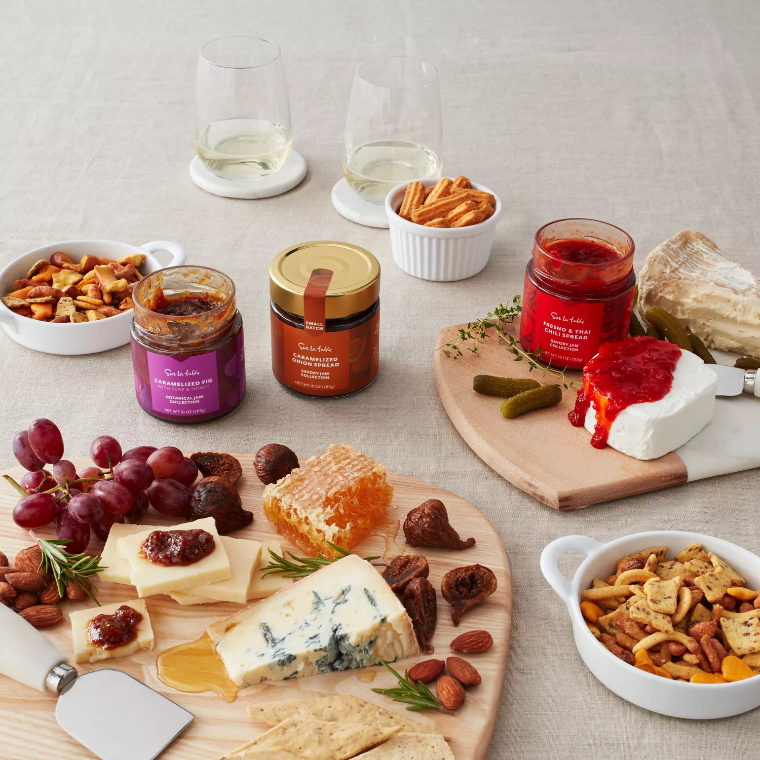 Acacia Wood and Marble Cheeseboard with Iron Handles and Cheese Knife Set