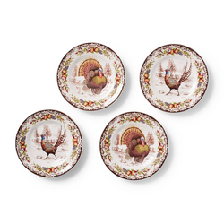 Sur La Table Thanksgiving Turkey Appetizer Plates, Set of 4
