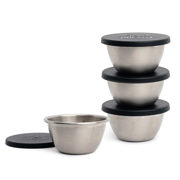 RSVP Stainless Steel Prep Bowls with Lids, Set of 4