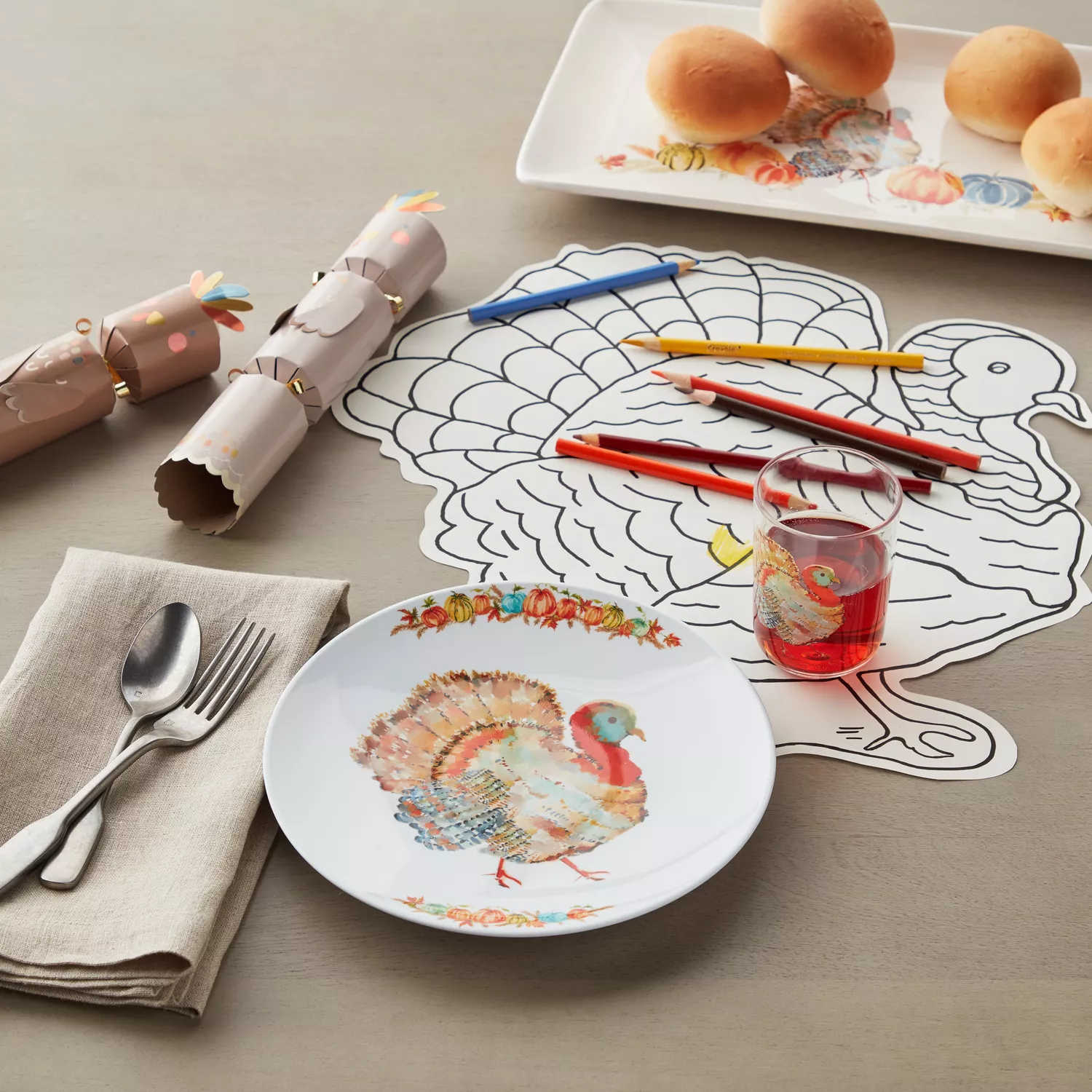 Sur La Table Color-In Turkey Placemats, Set of 12