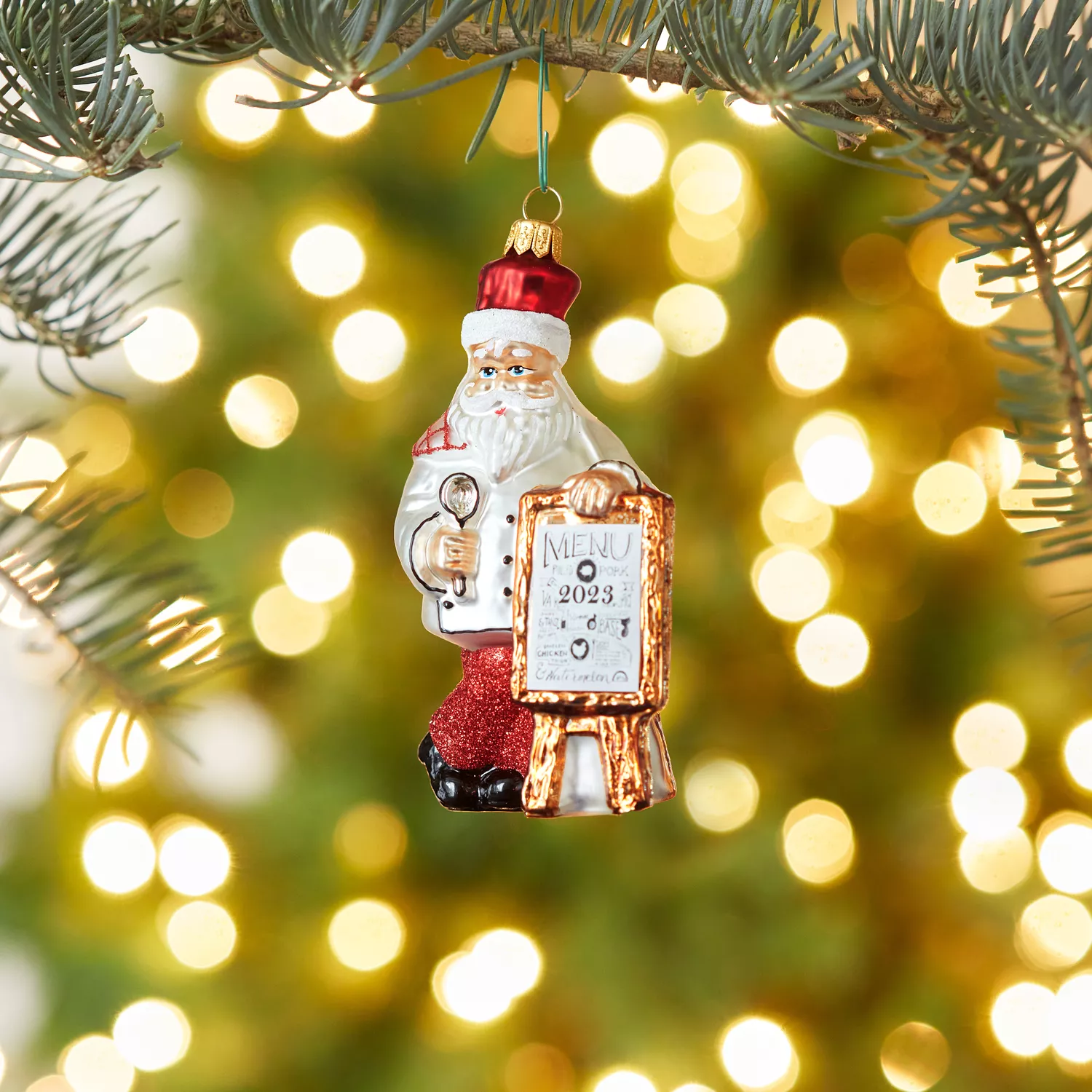 Sur La Table Chef Santa Glass Ornament | Sur La Table