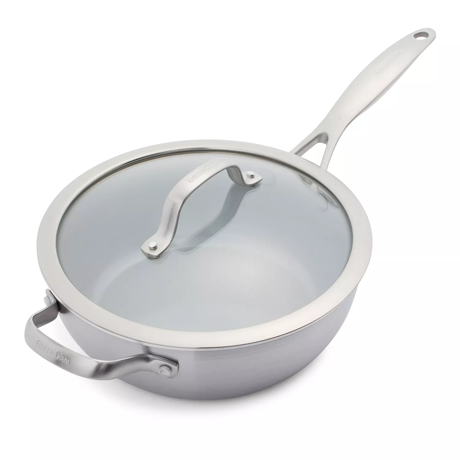 GreenPan Venice Pro Stainless Steel Ceramic Nonstick Chef's Pan with Lid, 3.5 Qt.