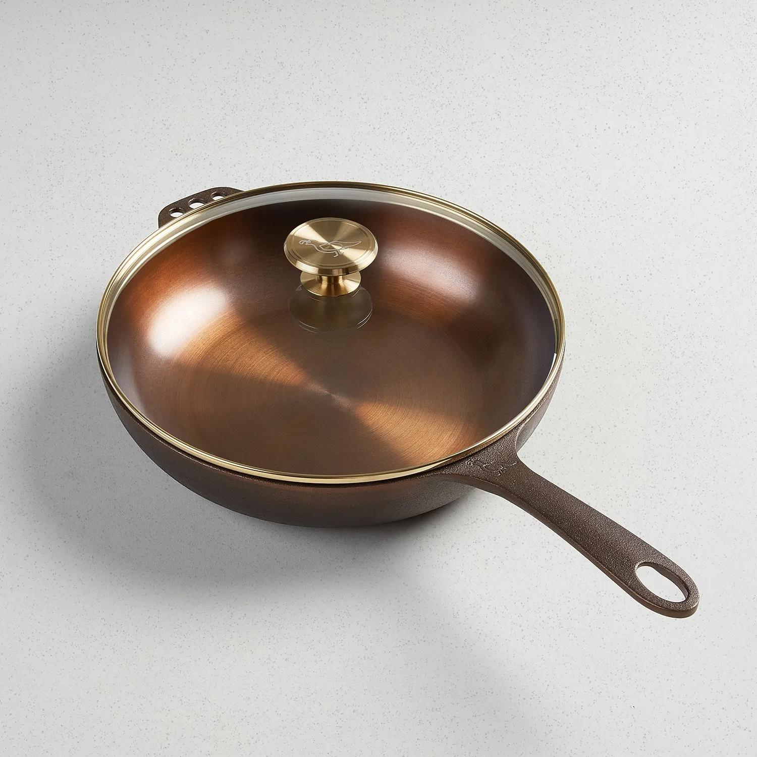 Smithey Polished Cast Iron Deep Skillet with Lid, 11"