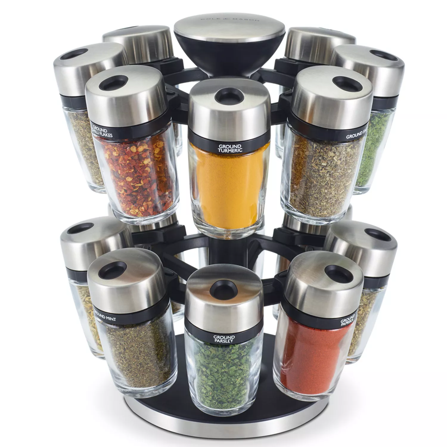 Kamenstein 16-Jar Revolving Spice Rack with Spices 