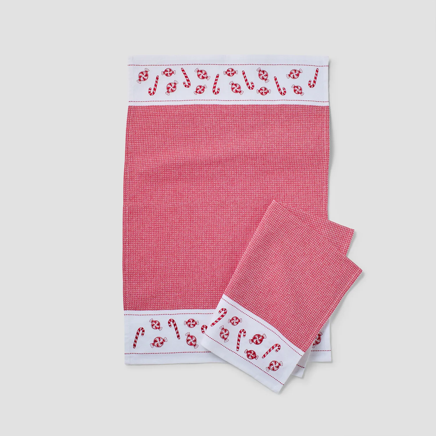 Sur La Table Peppermint Waffle-Weave Towels, Set of 2