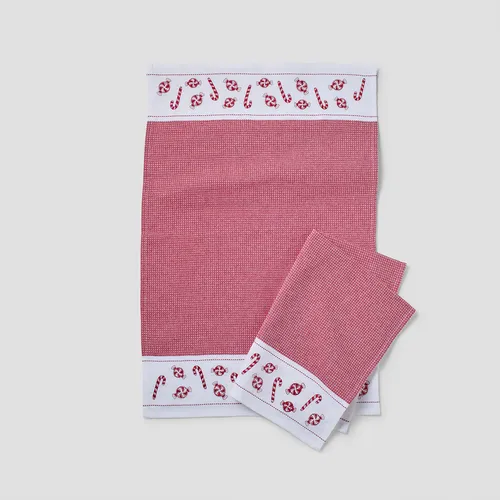 Sur La Table Peppermint Waffle-Weave Towels, Set of 2