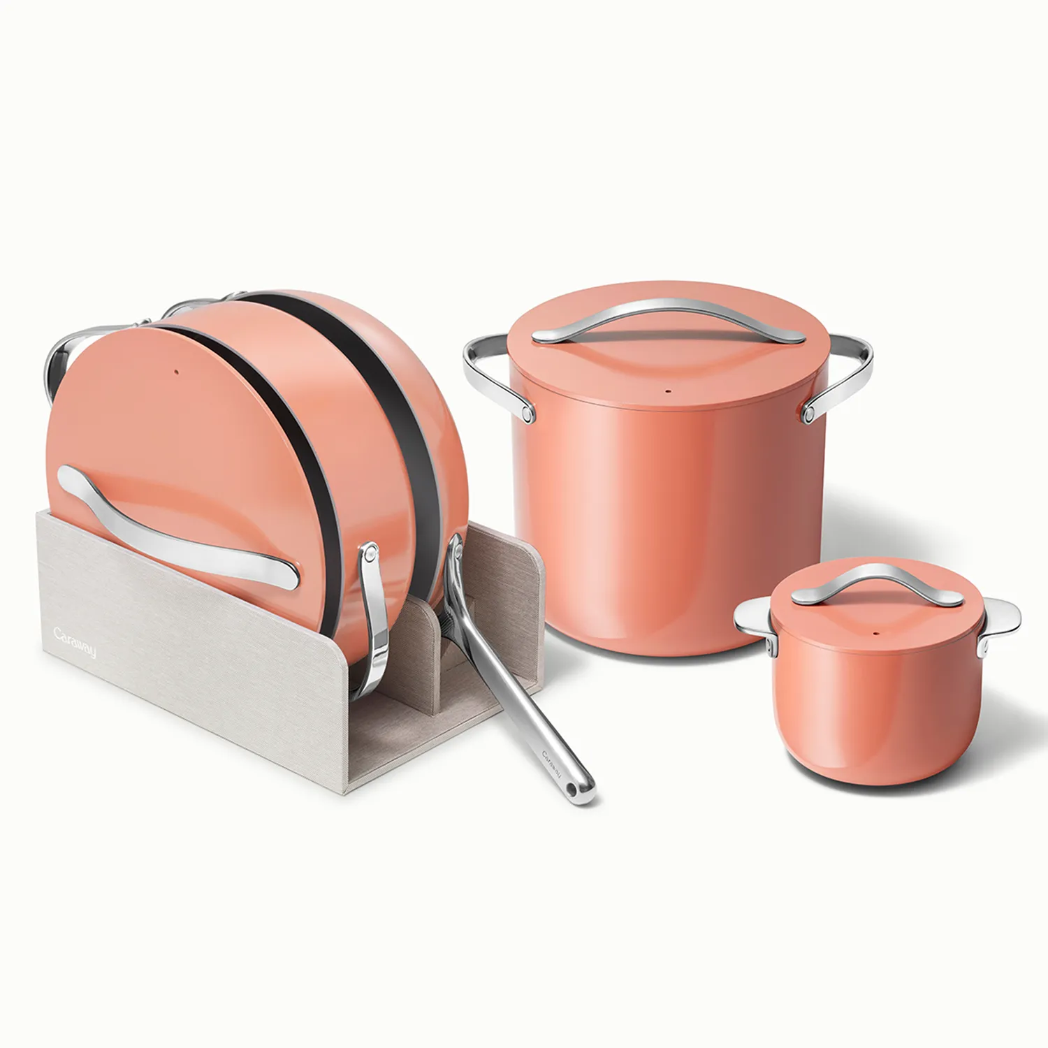 Caraway Ceramic Nonstick Cookware+ 7-Piece Set with Bonus Storage