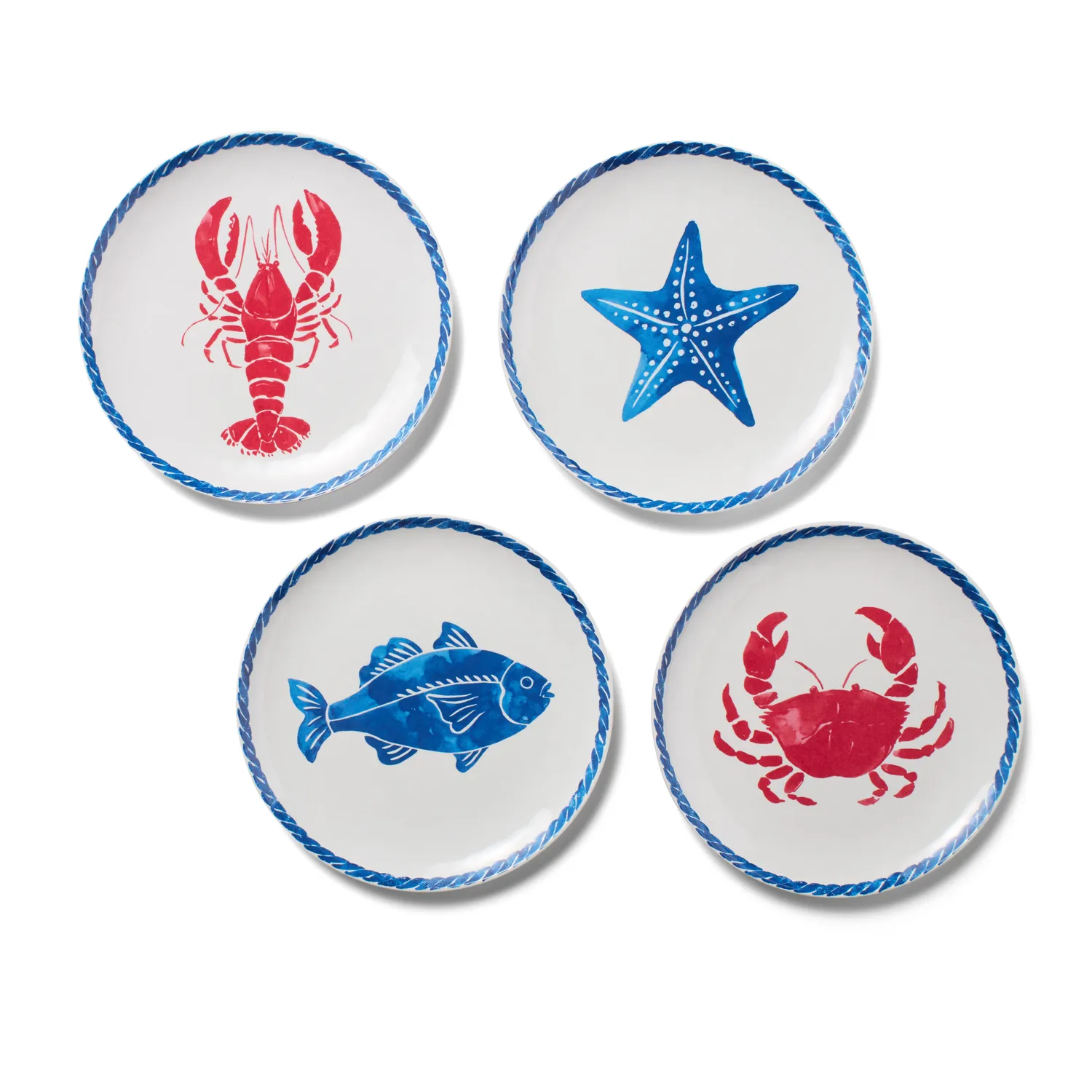 Sur La Table Seaside Melamine Appetizer Plates, Set of 4