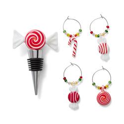 Sur la table Peppermint Bottle Stopper & Wine Charms, Set of 5
