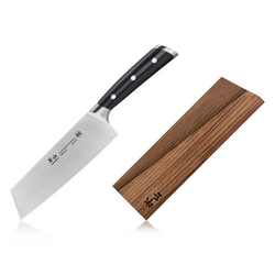 Cangshan TS Series Swedish Sandvik Steel Forged Nakiri Knife & Wood Sheath Set, 7&#34;