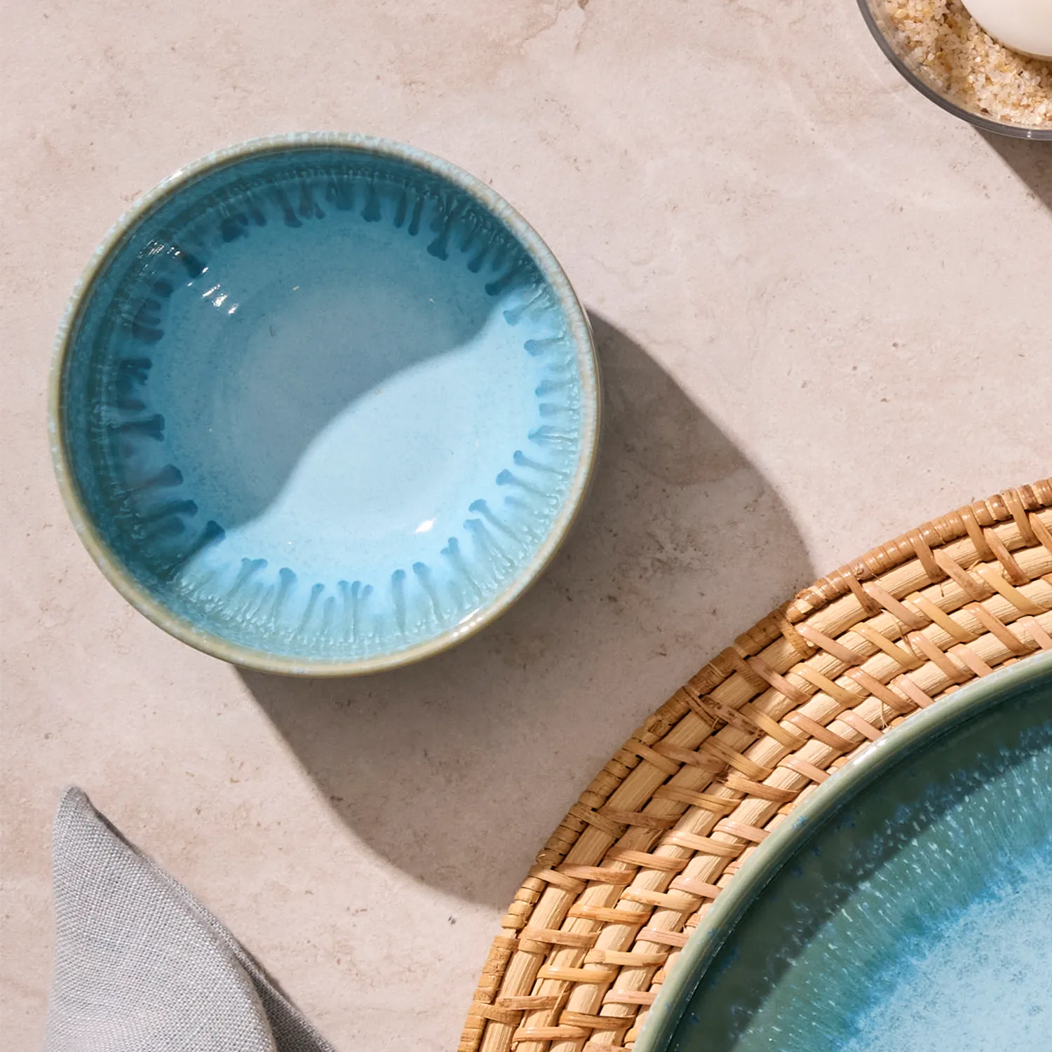 Sur La Table Driftwater Reactive Glaze Pinch Bowl