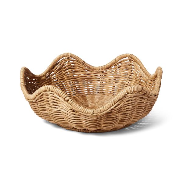 Sur La Table Handwoven Rattan Wavy Round Bowl