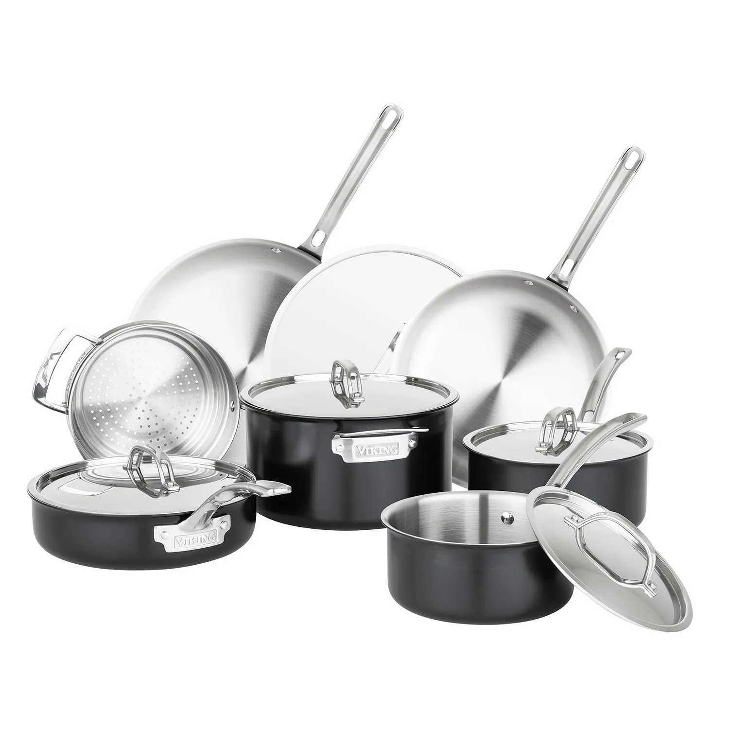 Viking Black & Stainless Steel 12-Piece Cookware Set