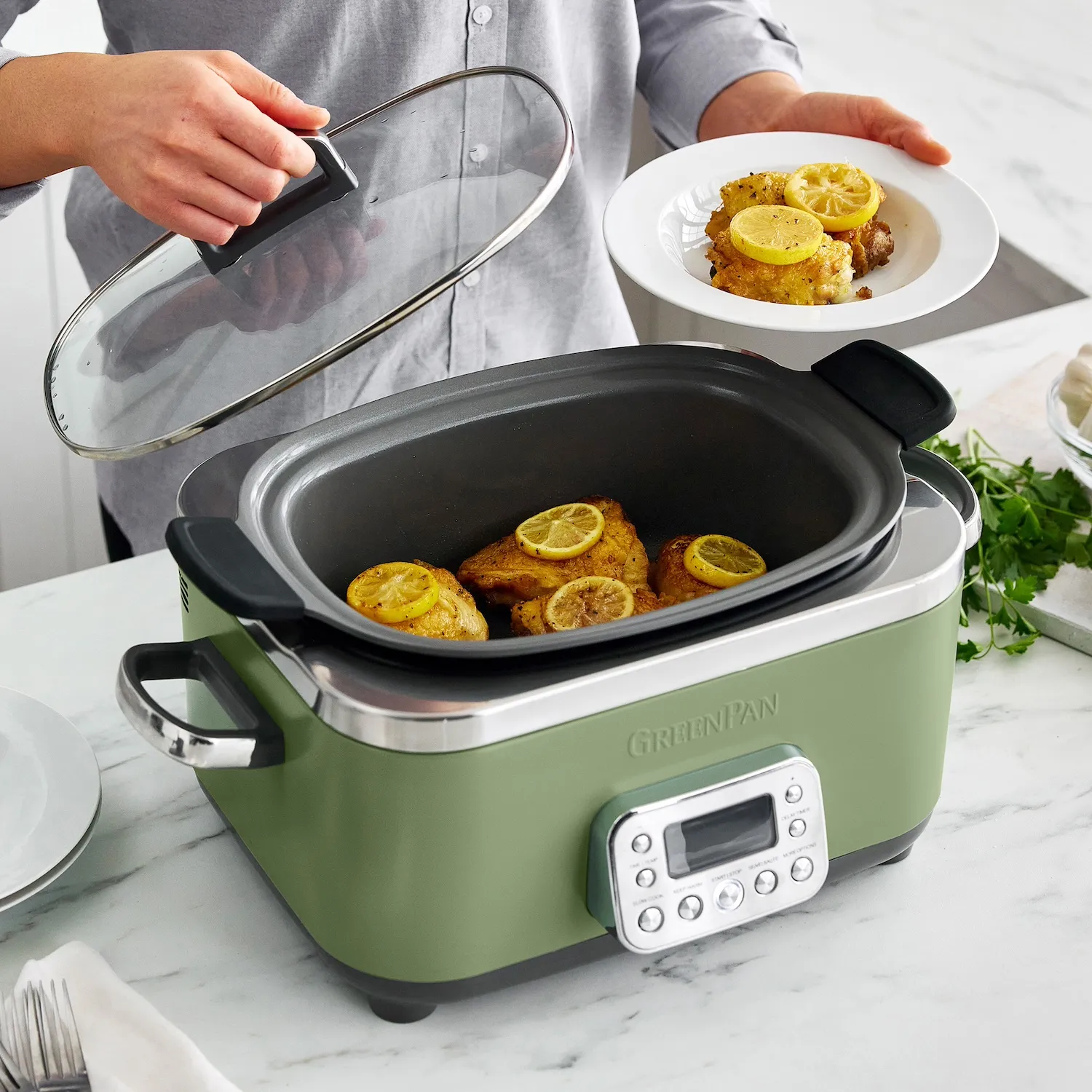 GreenPan Elite Slow Cooker, 6 qt.