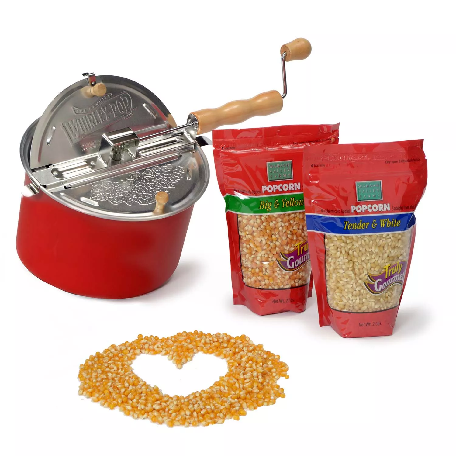 Original Whirley Pop Popcorn Maker - 6 Quart Stovetop Popcorn Popper With  Four Popping Kits, Aluminum Popcorn Pot With Metal Gears, Wabash Valley