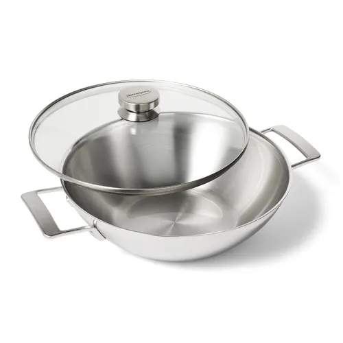 Demeyere Industry5 Stainless Steel Wok With Glass Lid, 3.2 Qt.