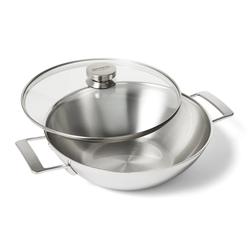 Demeyere Industry5 Stainless Steel Wok With Glass Lid, 3.2 Qt.