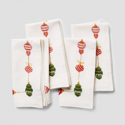 Sur La Table Embroidered Ornament Napkins, Set of 4