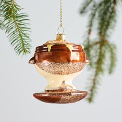 Sur La Table Onion Soup Glass Ornament, 2.9" Onion Soup crock ornament