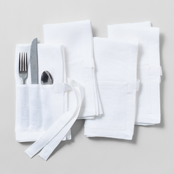 Sur La Table Wash Linen Flatware Pocket Napkins, Set of 4