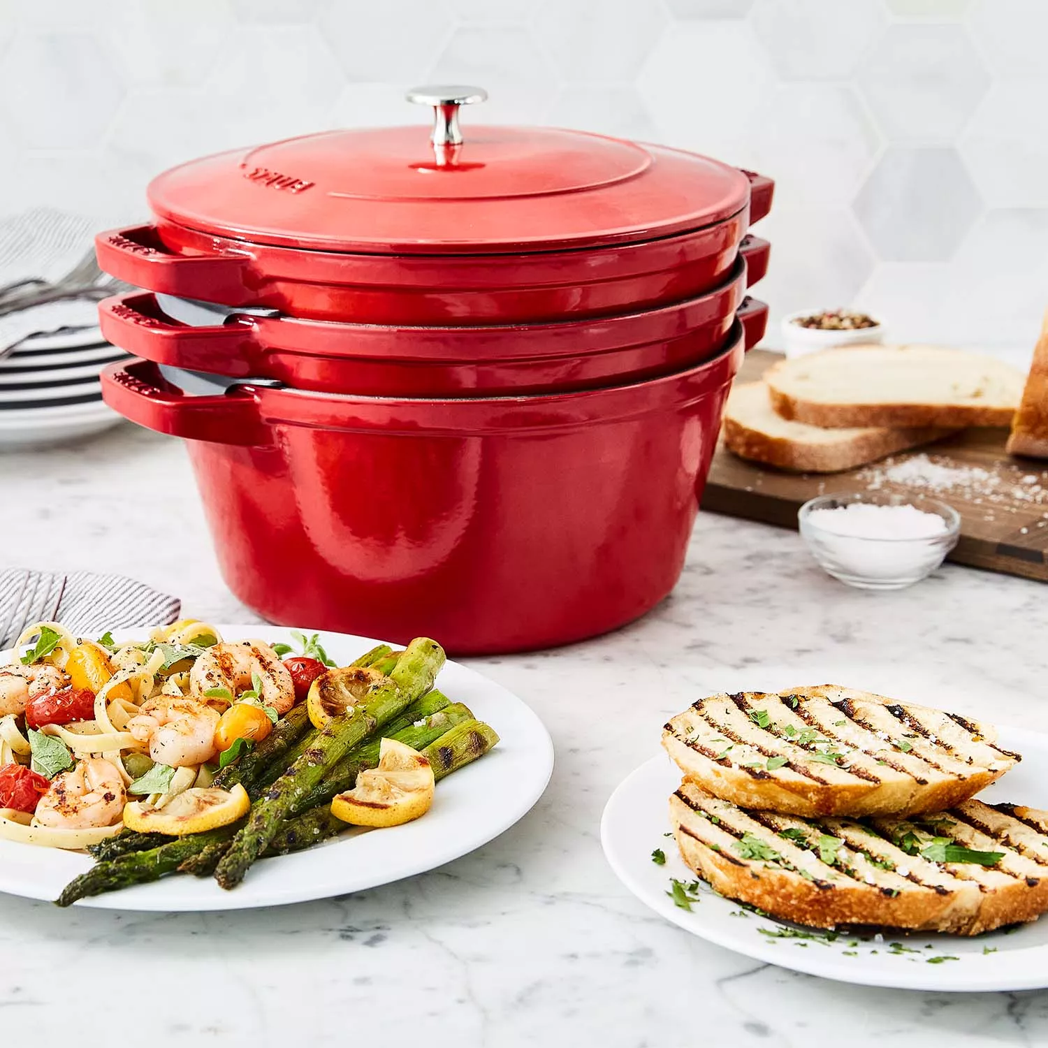 Staub Cast Iron 4-pc Stackable Set - Grenadine