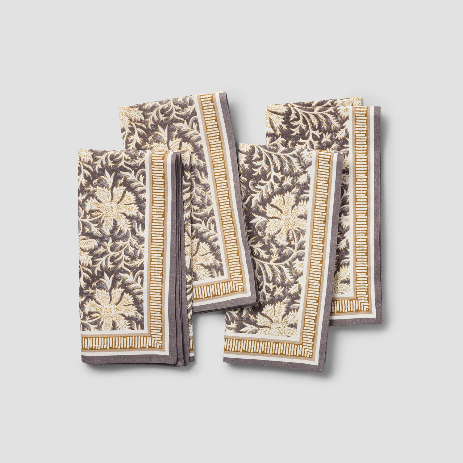 Sur La Table Charcoal Floral Napkins, Set of 4