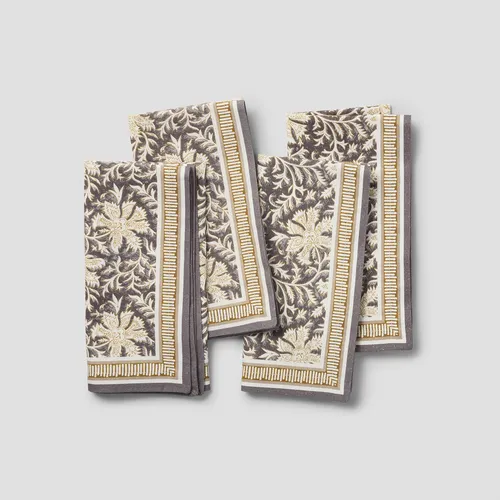 Sur La Table Charcoal Floral Napkins, Set of 4