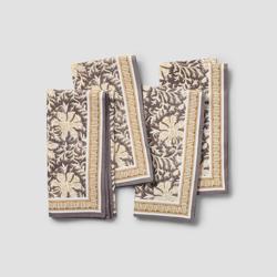 Sur La Table Charcoal Floral Napkins, Set of 4