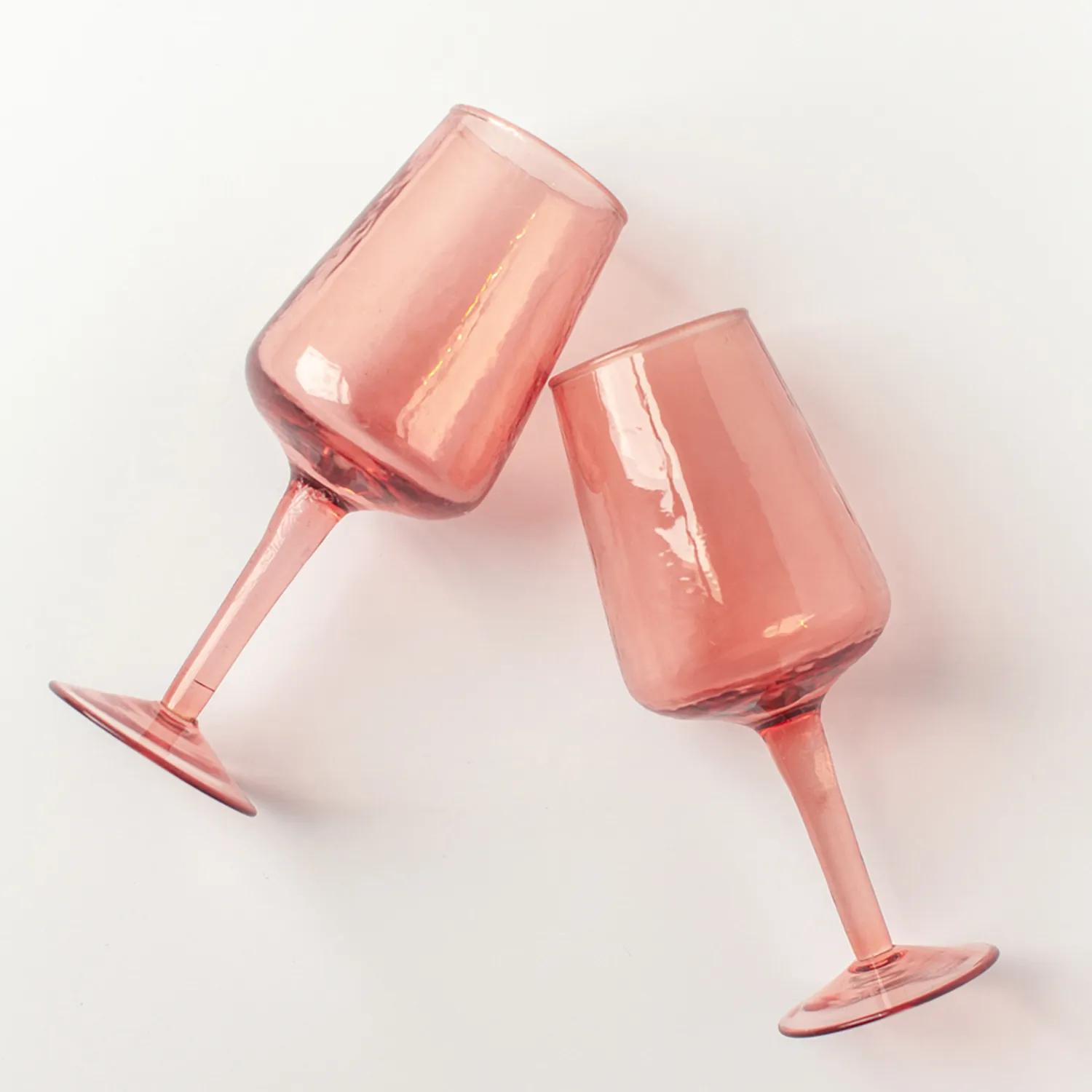 Powered by People Handblown Hammered Wine Glasses, Set of 4