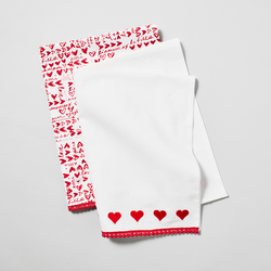 Sur La Table Valentine’s Day Embroidered Heart Towels, Set of 2
